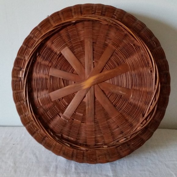 Antique Vintage Chinese Woven Wicker Sewing Basket - Picture 6 of 8